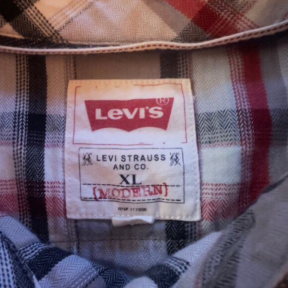 Levi's Modern Western Plaid Men's Cowboy Pearl Snap Long Sleeve Button Up Shirt - Picture 3 of 8